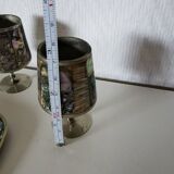 digestive service, glass and tray in silver metal Mexican abalone