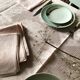 Antique tablecloth in pure linen tinted coral pink