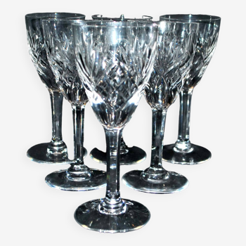Lot de 6 verres à vin Chantilly en cristal taillé signé Manufacture de Saint-Louis H15.3cm