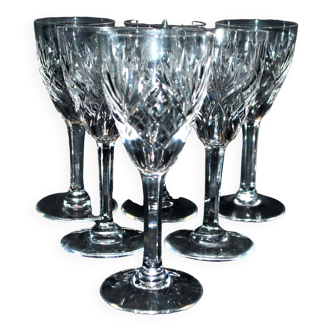 Lot de 6 verres à vin Chantilly en cristal taillé signé Manufacture de Saint-Louis H15.3cm