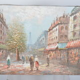 Huile sur toile vue de Paris Caroline Burnett