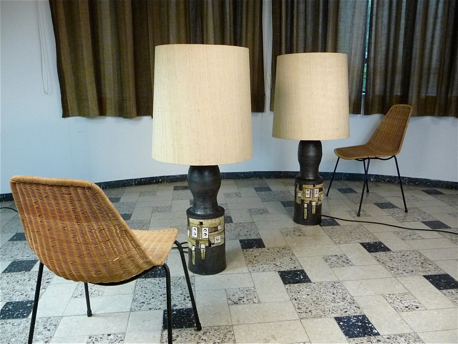 Ceramic table lamps by Georges Pelletier for Accolay France 1960s, Set of 2