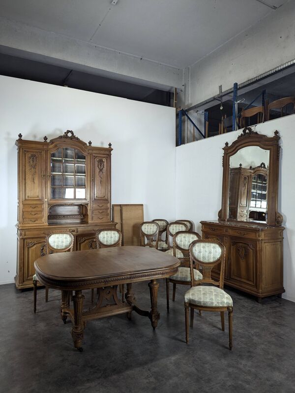 Desserte, buffet de style Louis XVI en noyer