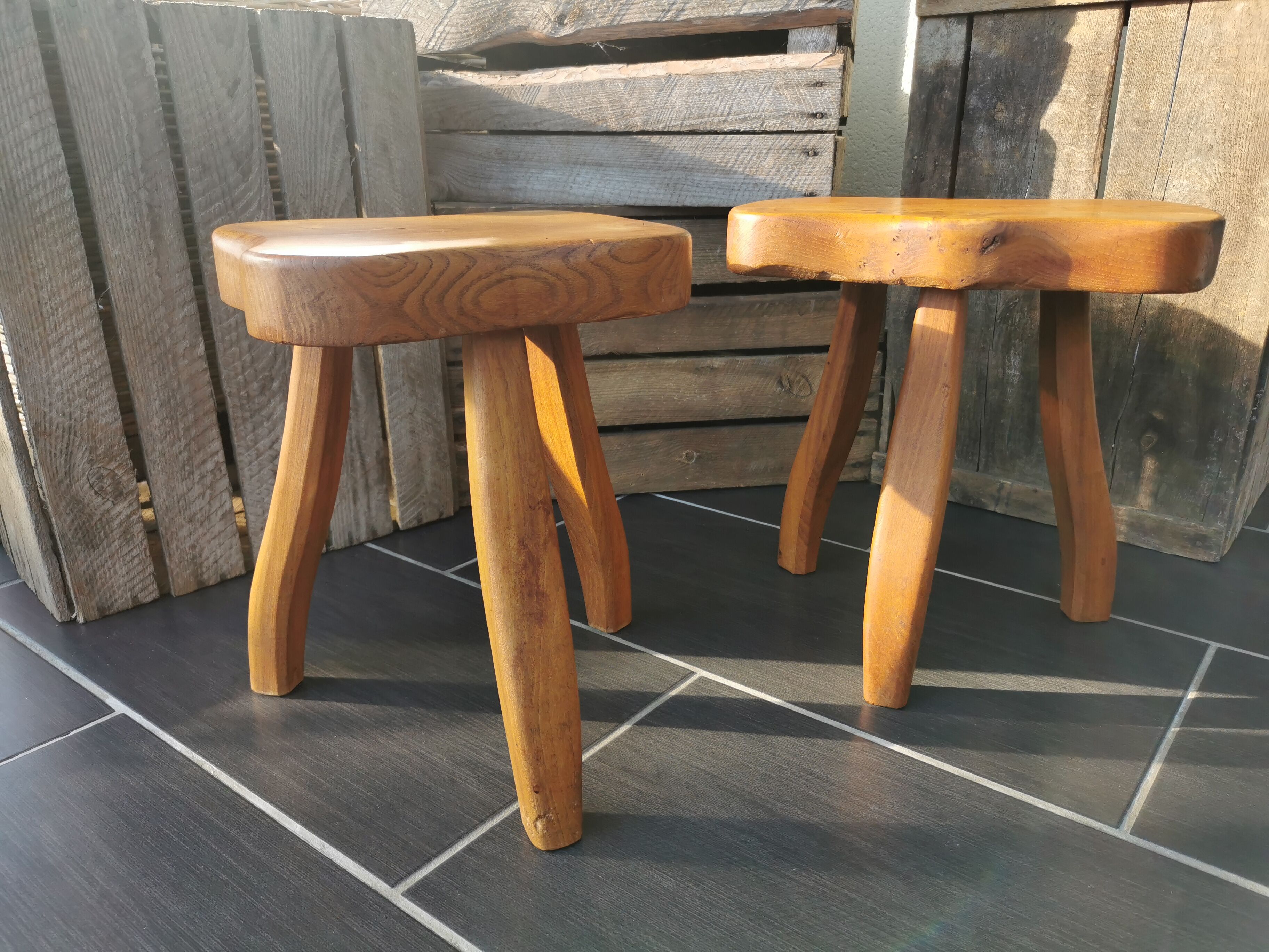 Pair of tripod stools