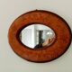Vintage oval mirror in wood and leather from the 70s/80s 36.5*29.5