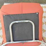 Orange leather cantilever tubular armchair