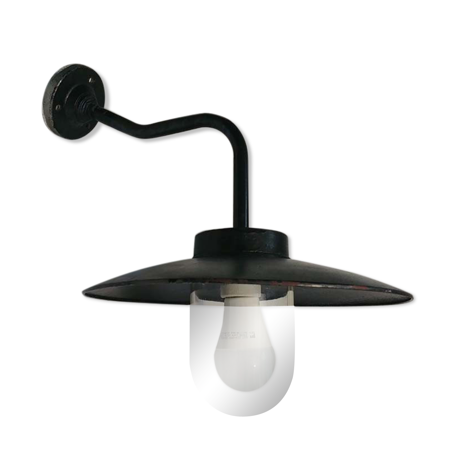 Ancient outdoor swan collar and glass globe sconce