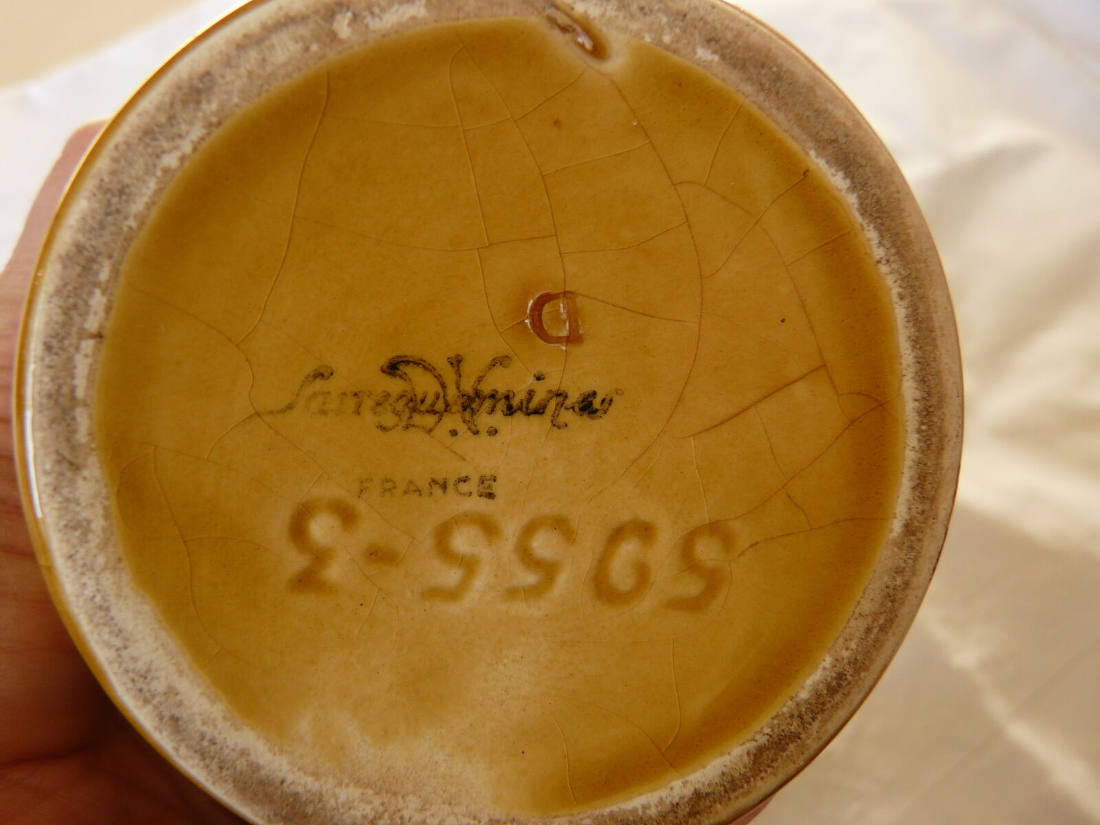 Pitcher ceramic decanter slurry sarreguemines 1/2l