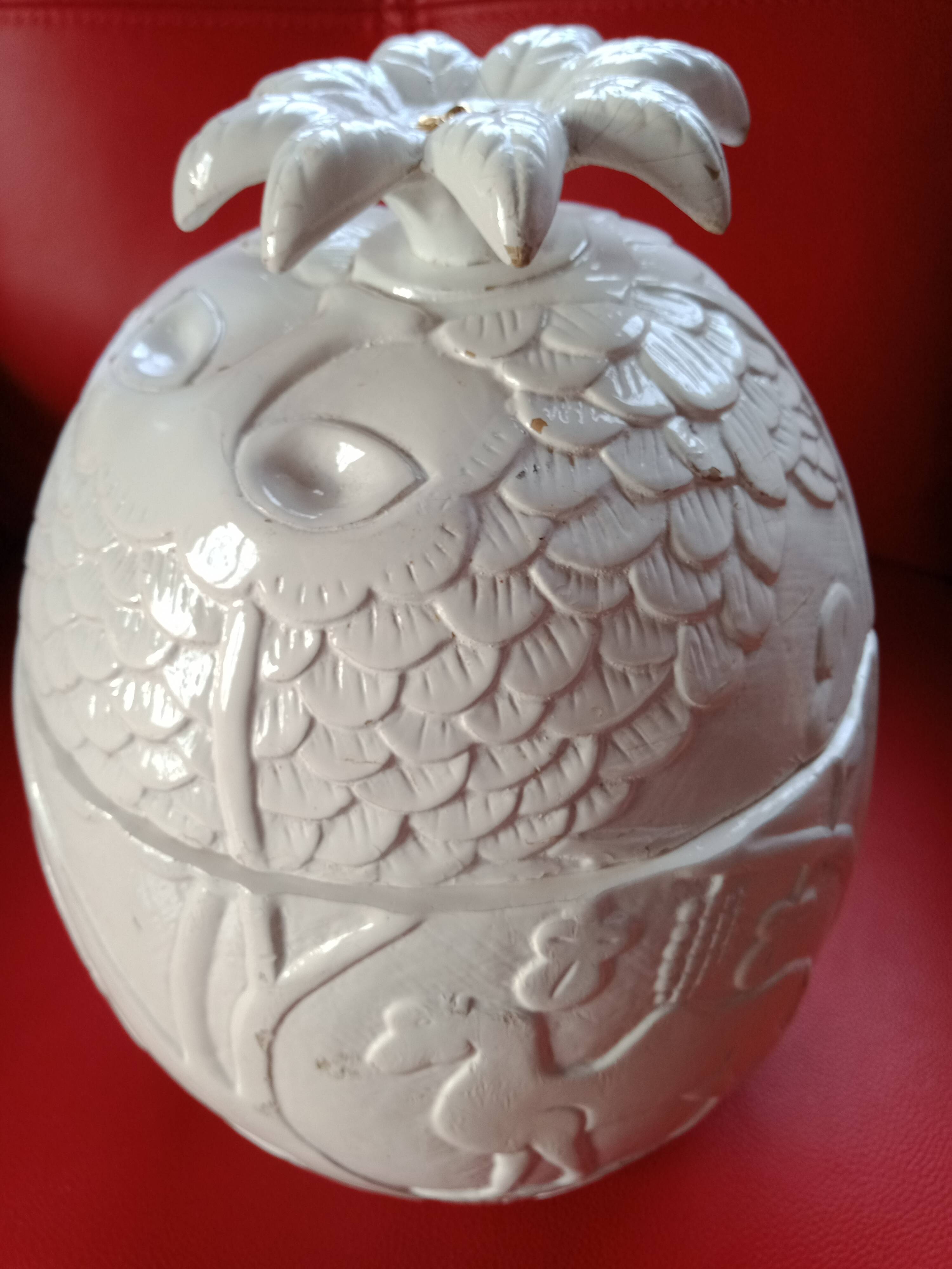 Ice bucket - pineapple - white lacquered cork - animal plant decoration