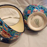 Bowl with handle in Longwy enamels