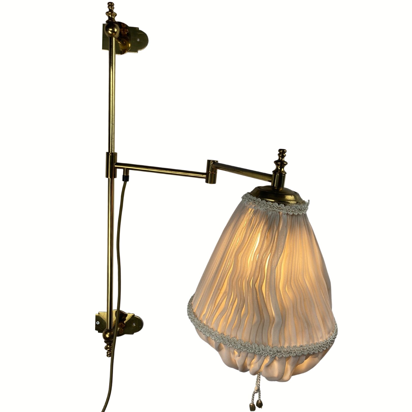 Brass art deco swivel arc wall lamp