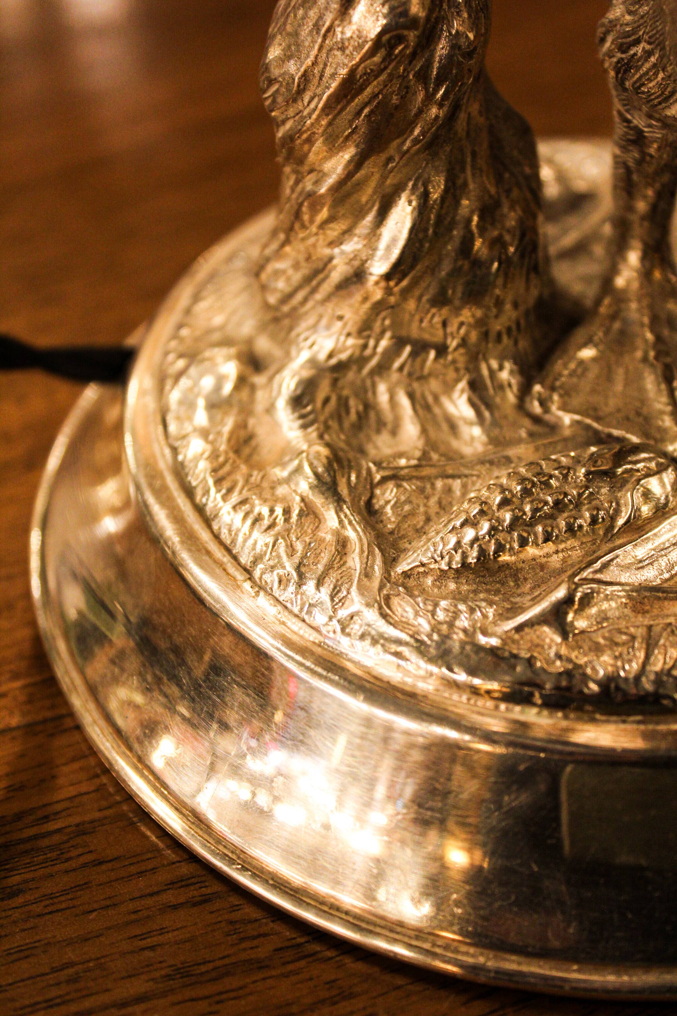 Vintage Silver-Plated Goose Lamp