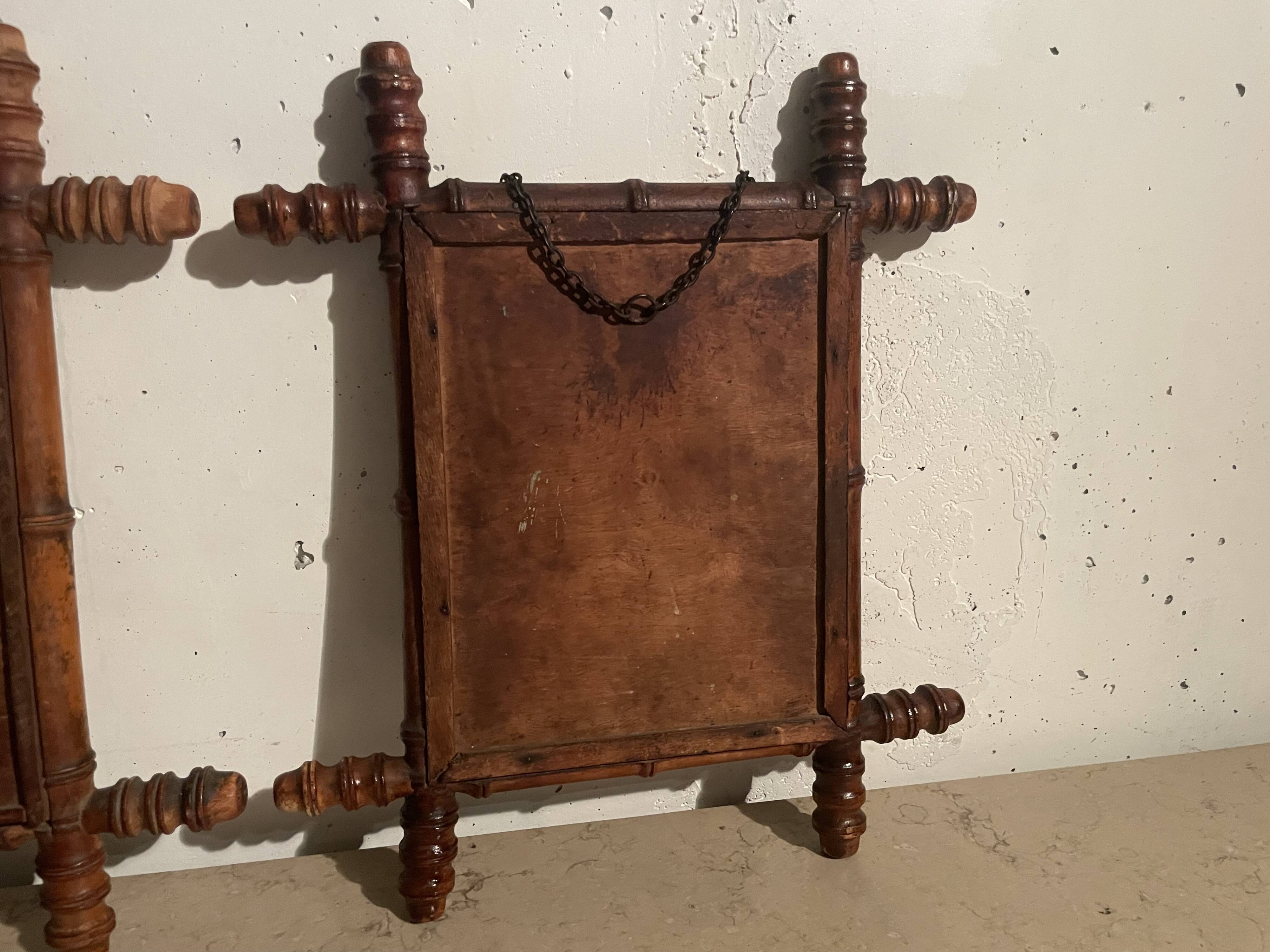 Pair of wooden mirrors from the 1940s.