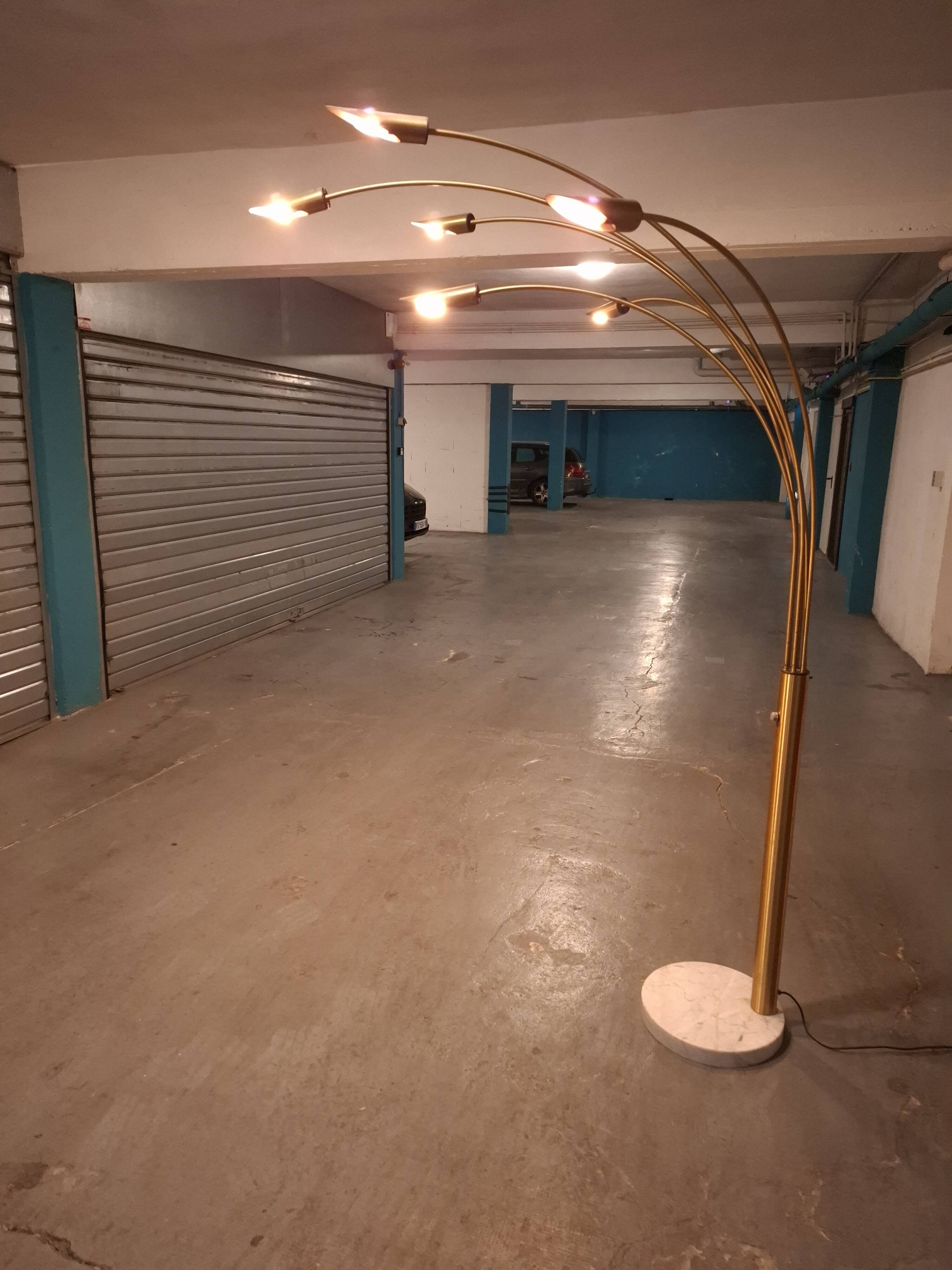 Arc floor lamp 6 branches 70's, italy