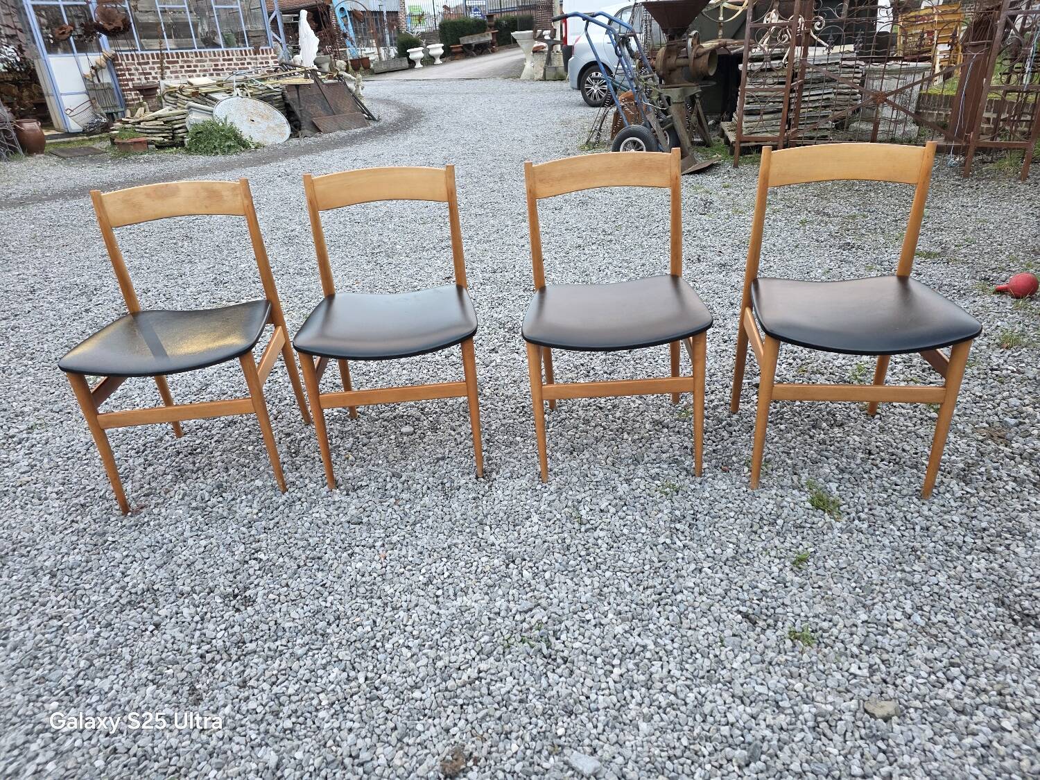 4 Scandinavian beech chairs from the 1960s.