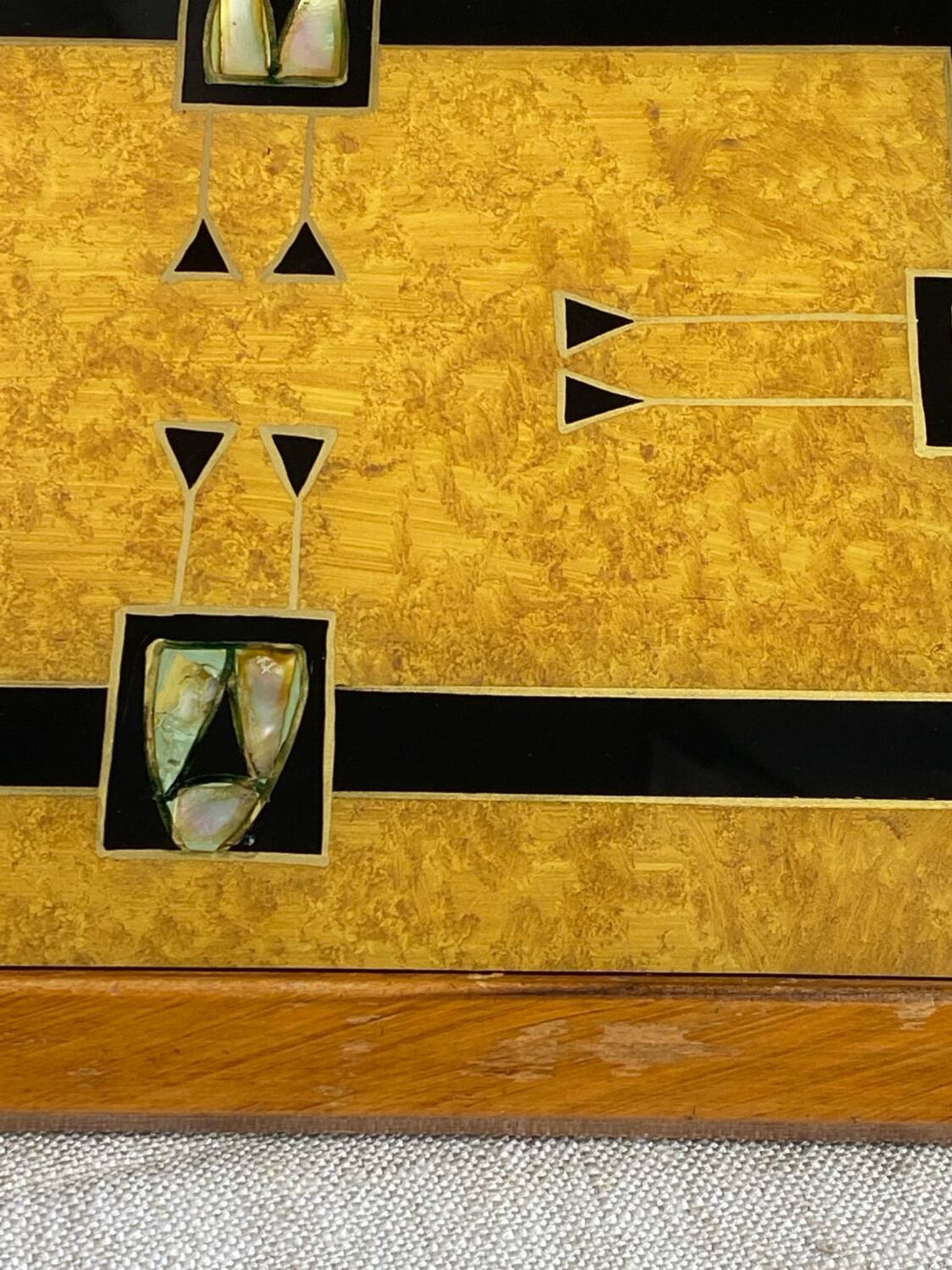 Plateau en marqueterie bois et nacre