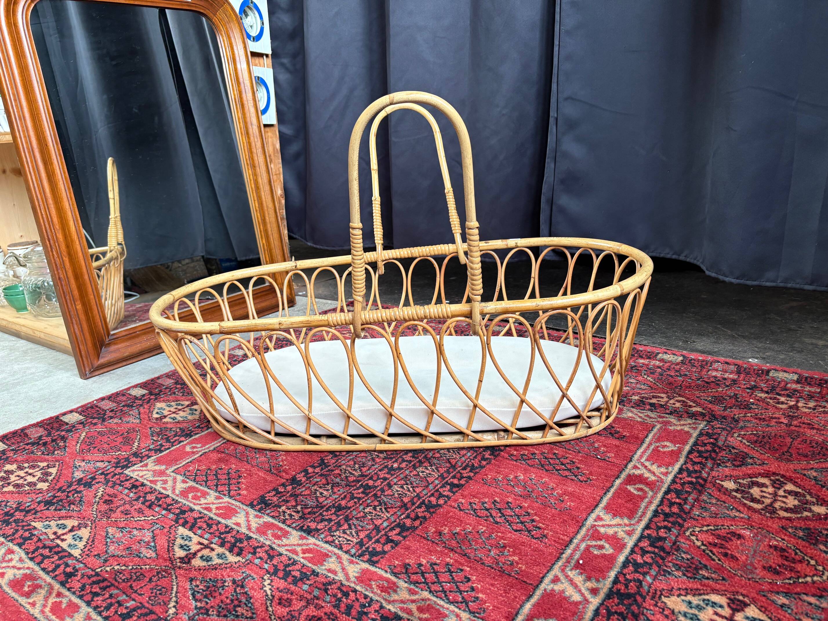 Vintage rattan crib – 1960s/70s