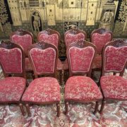 2x8 wooden and fabric chairs
