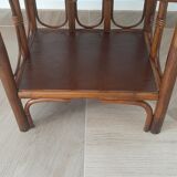 Vintage - set of 2 shelves of wooden floor, bamboo and rattan - 3 levels- retro 80s