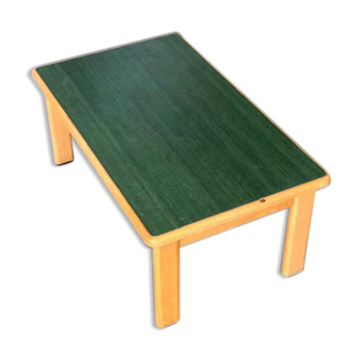 Rectangular coffee table in wood and dark green melamine