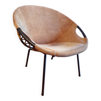 Fauteuil circle en daim par Lusch & Co