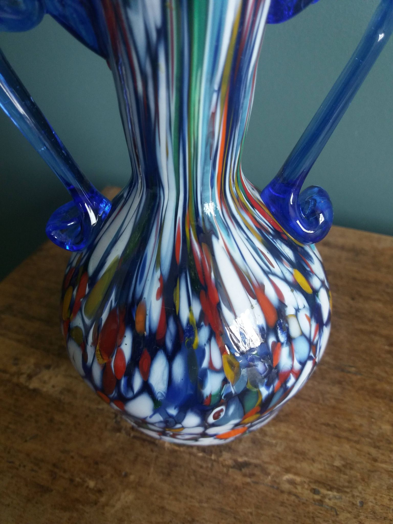 Murano polychrome blown glass vase