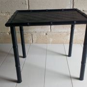 Black wood and bamboo side table