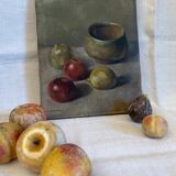 Oil on canvas still life with apples