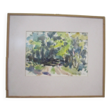aquarelle sous verre signée Isidore Dufis