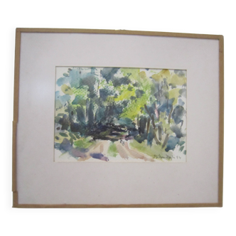 watercolor under glass signed Isidore Dufis