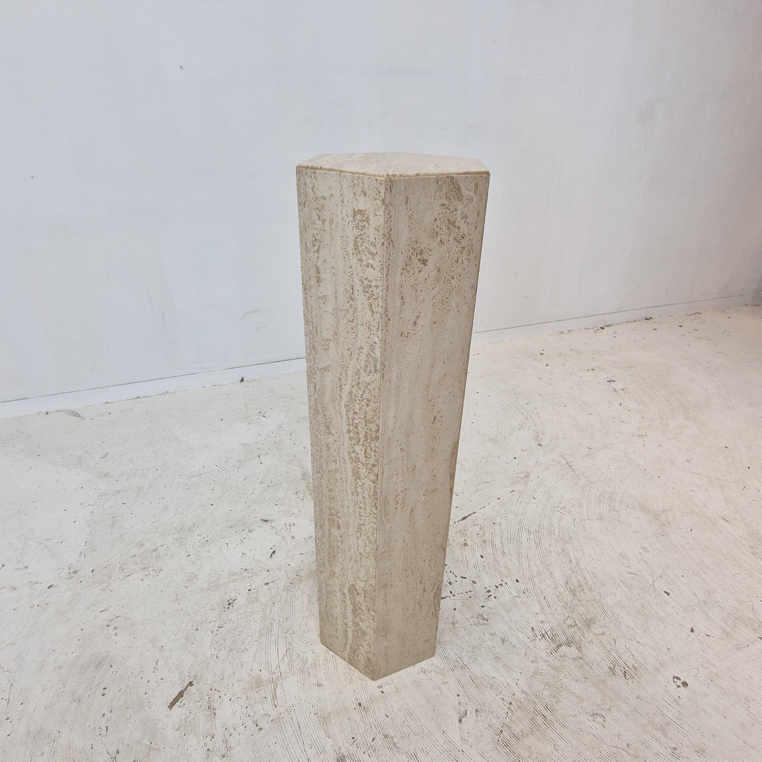 Italian Travertine Side Table or Pedestal, 1980's