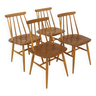 Set de 4 chaises "Fanett" en teck par Ilmari Tapiovaara, Suède, 1960
