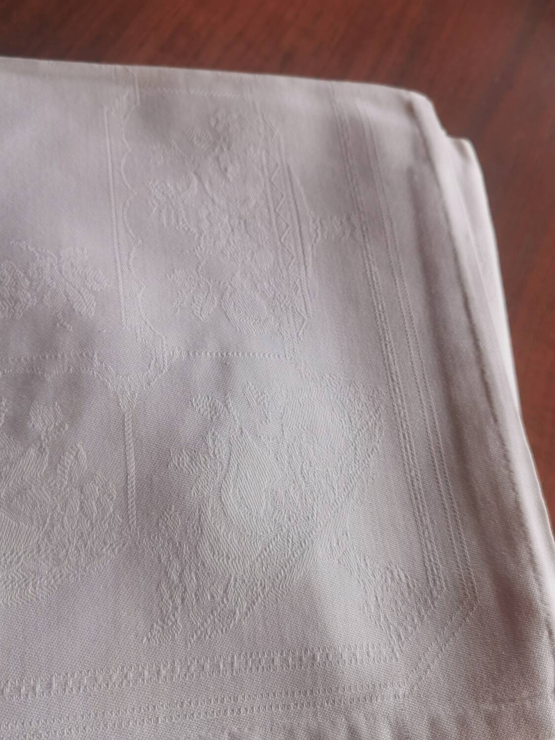 12 old damask linen towels monogrammed LD