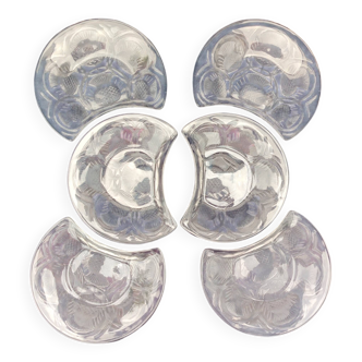 Six Lalique France salad plates, thistles model No. 2