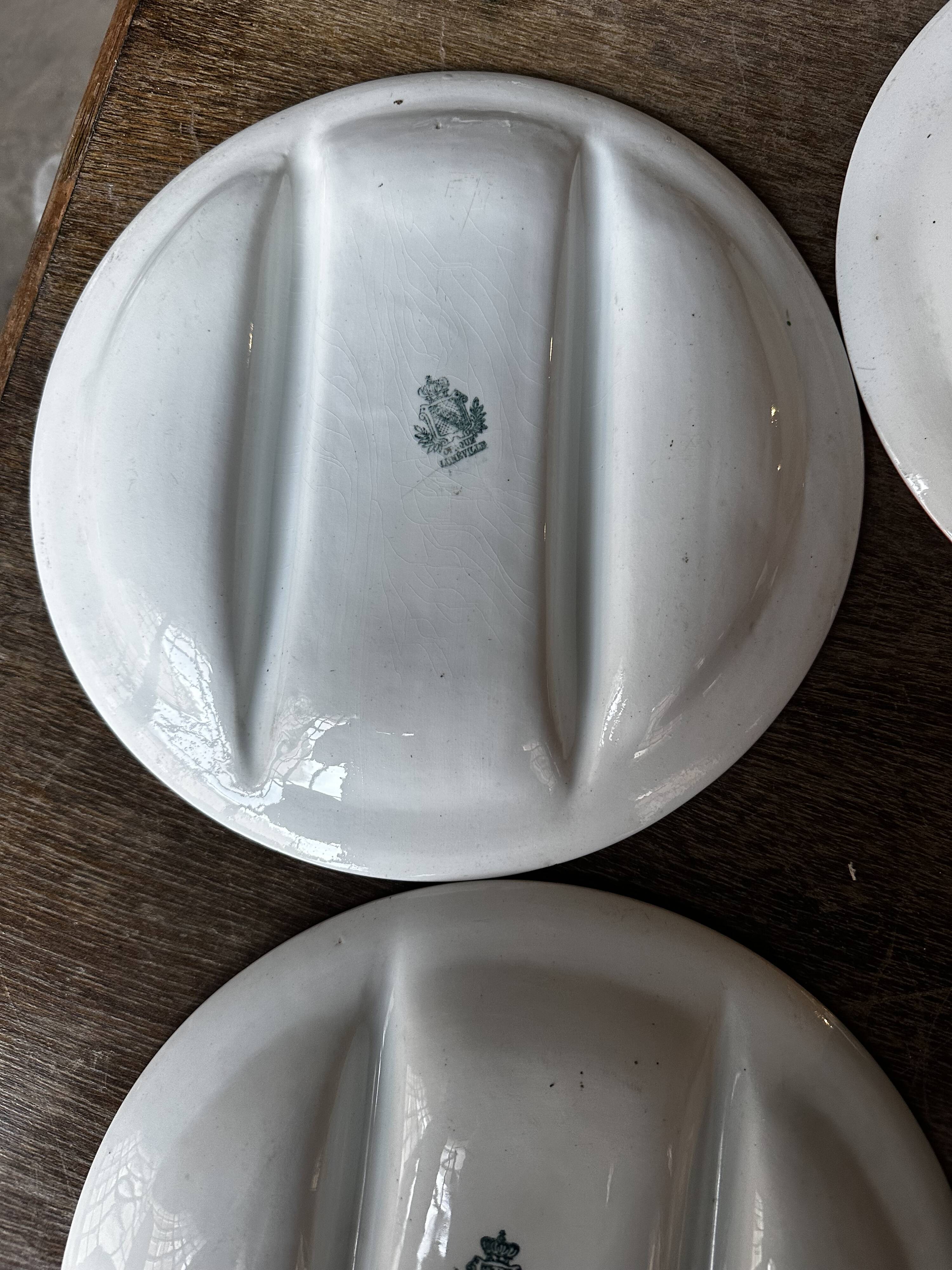 7 Asparagus Plates Late 19th Century Opaque Earthenware Luneville France