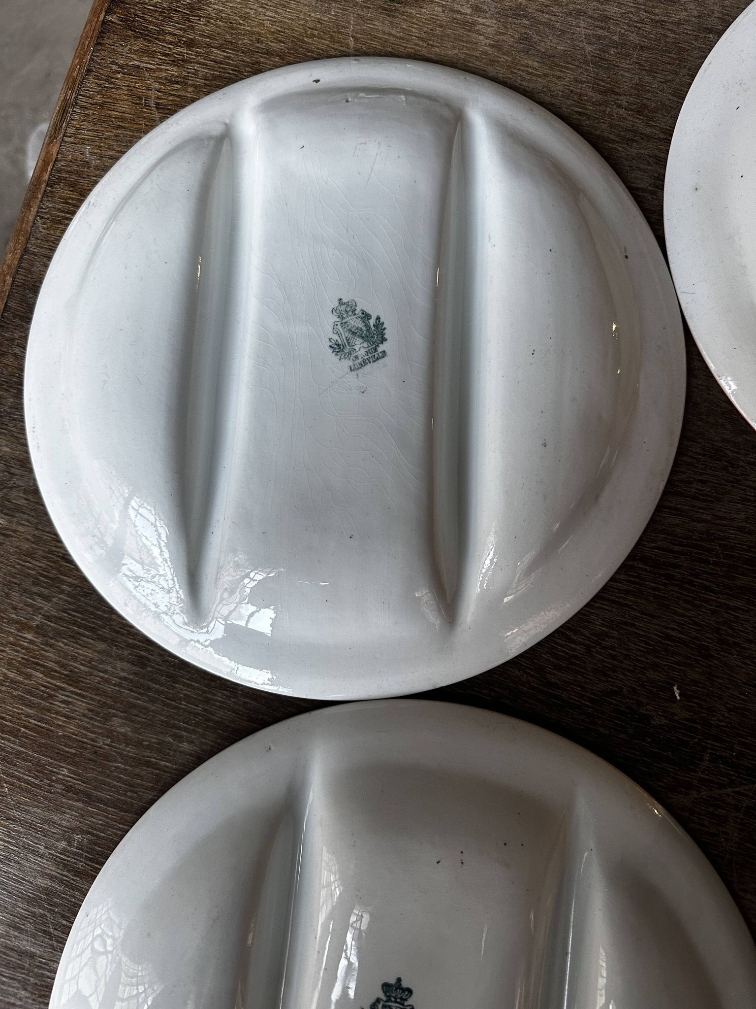 7 Asparagus Plates Late 19th Century Opaque Earthenware Luneville France