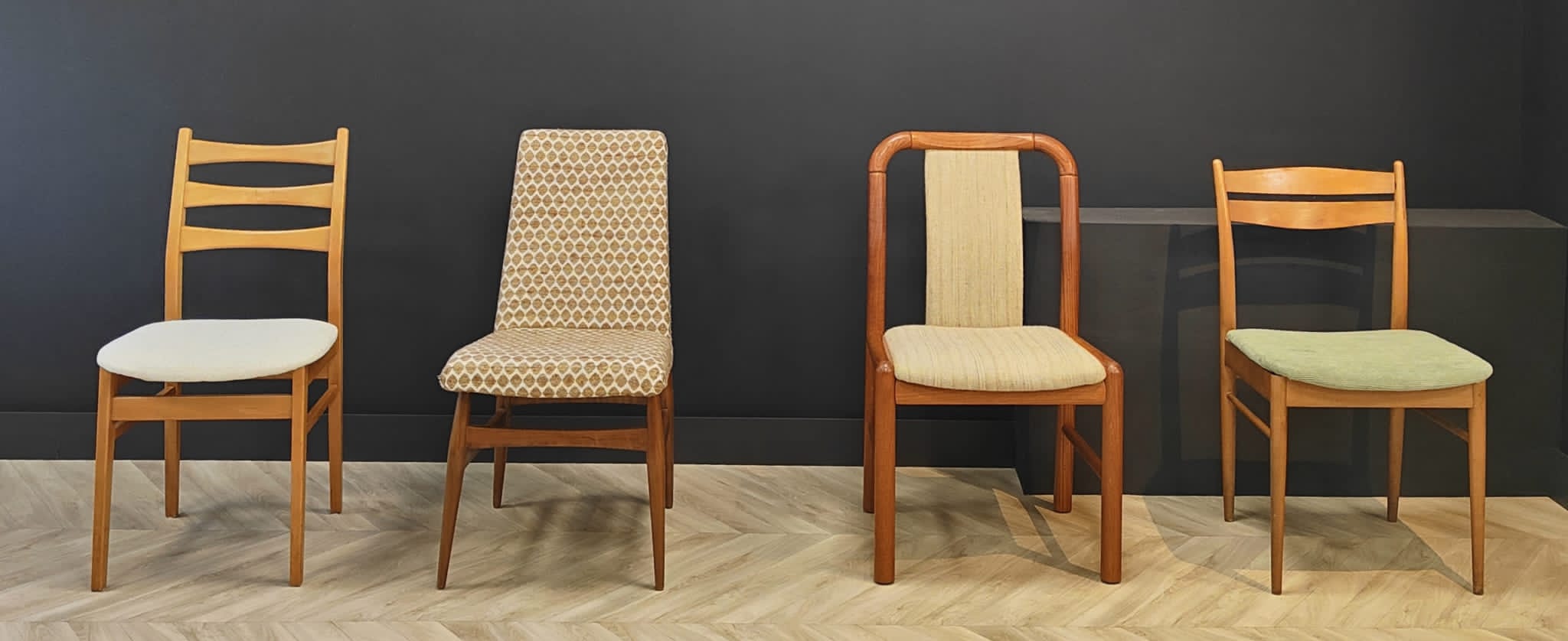 Four mid century chairs vintage