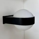Vintage wall lamp, opaline and matte black metal, Raak Netherlands 1970