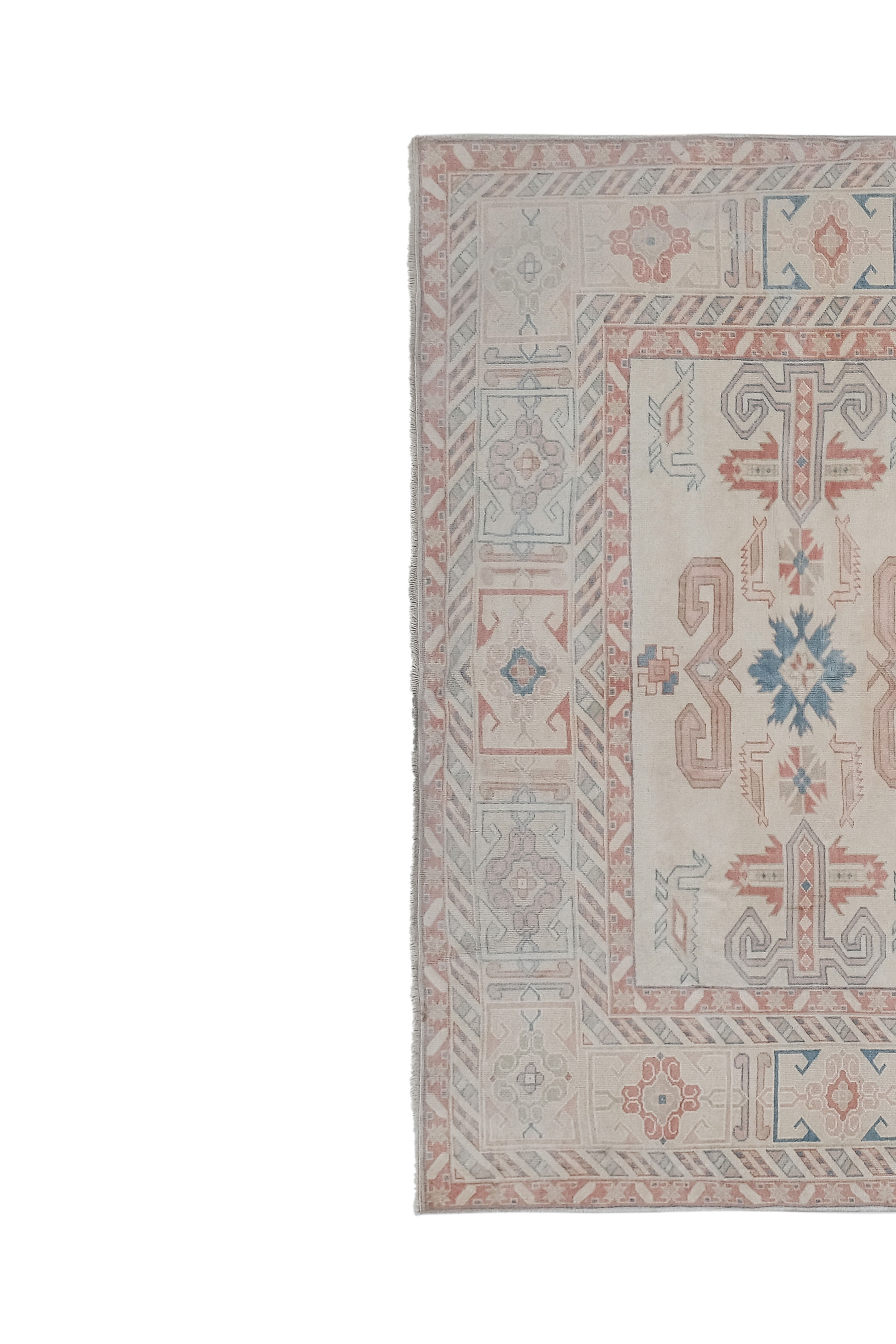 Vintage turkish kars rug with romantic mid-century modern style 5'8" x 8'6"