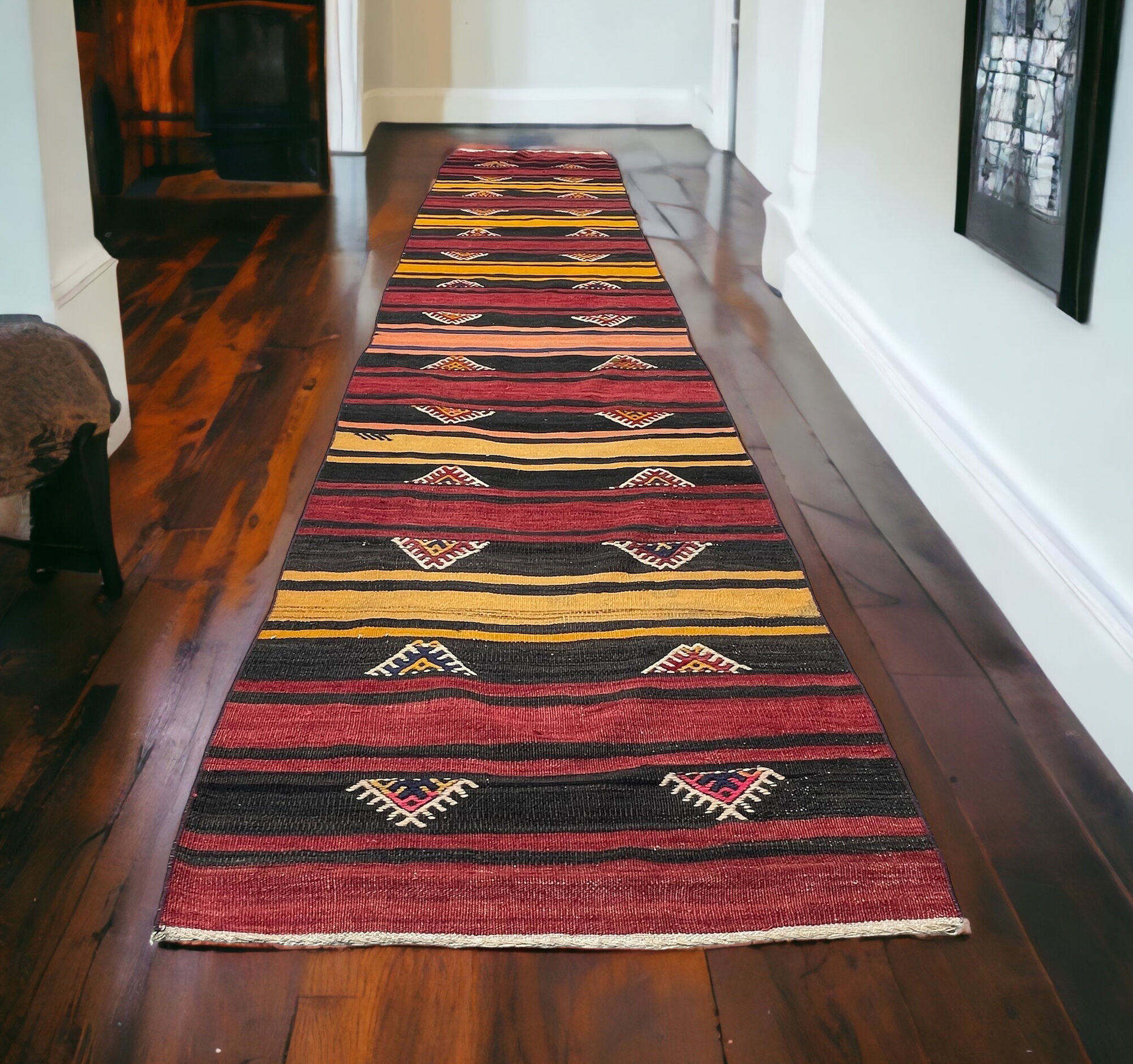 Vintage turkish kilim runner , 345 x 67 cm