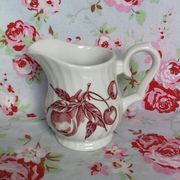 Milk Pitcher Wood & Sounds England, red pear cherry fruit patterns, made in England