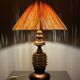 Brutalist wood turned and cast iron large table lamp, 1960s