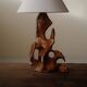 Sculptural lamp in solid olive wood – around 1970