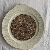 Plat à gâteaux en faïence motif cachemire vintage