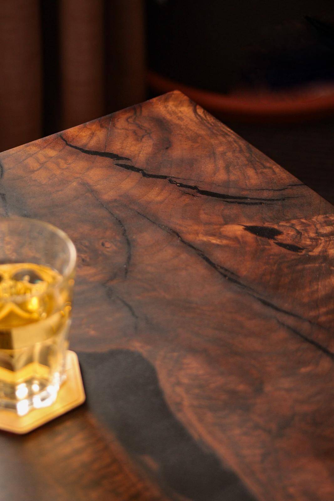 Handcrafted coffee table in solid walnut & epoxy resin – unique piece