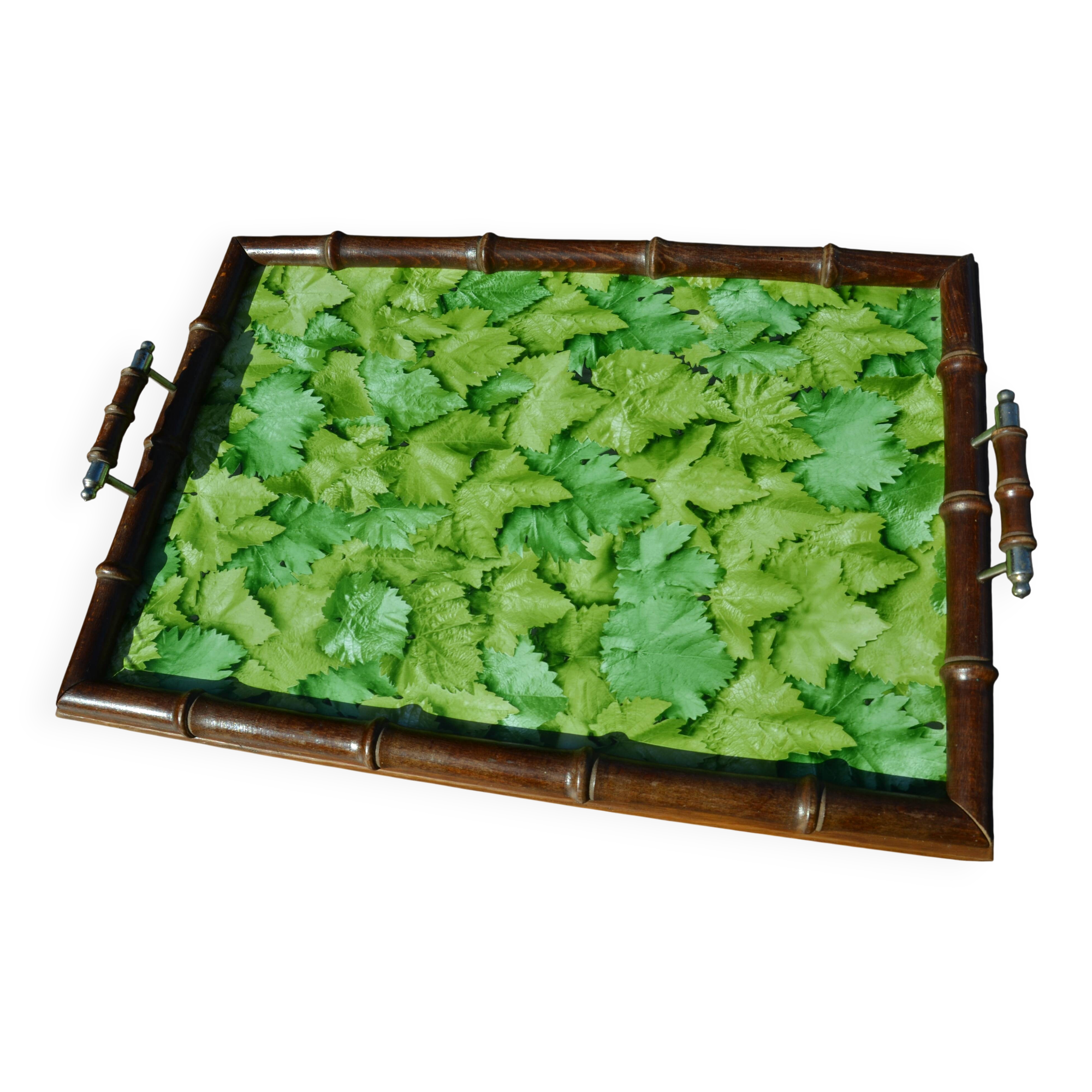 Plateau en bois imitation bambou