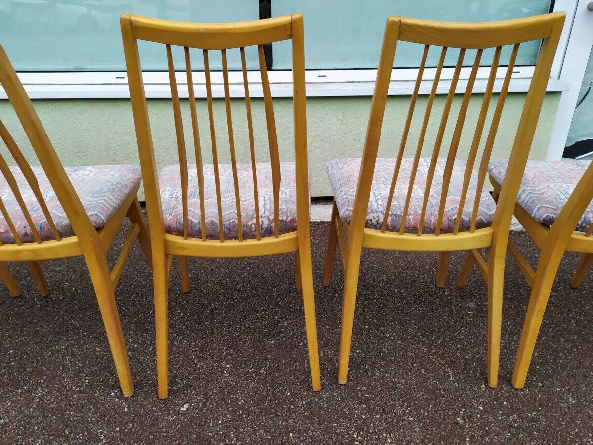 Lot de 8 chaises scandinave bois et tissu