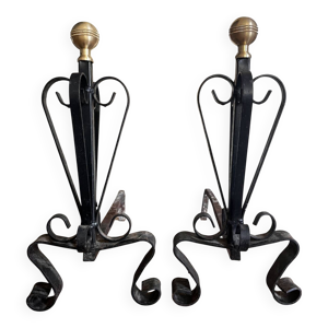 Paire de chenets fer