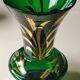 Glassware vase from Monaco/Monte Carlo, stamped with the Crown emblem. In emerald green blown glass, gold ears of wheat patterns. Size 25 x 15 cm