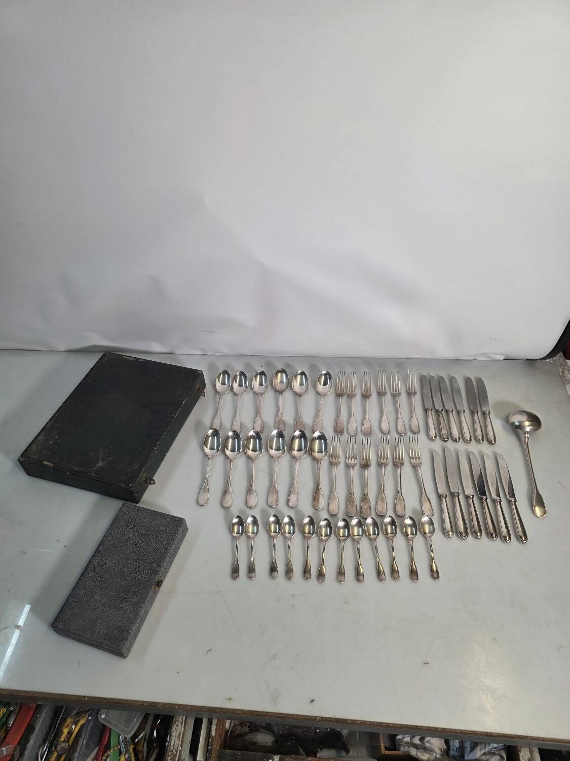 Christofle silver-plated cutlery set, 49 pieces with case.
